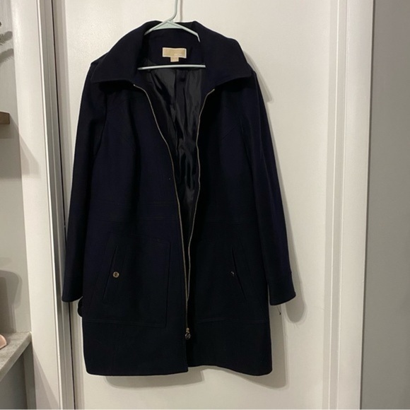 Michael Kors Hooded Navy‎ Blue Wool Coat 1X - Picture 1 of 9